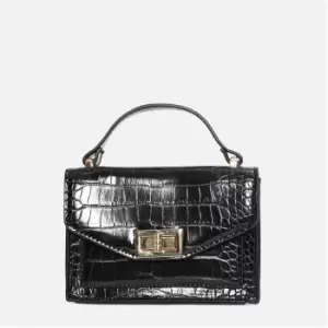 Image of Missguided Mock Croc Mini Handbag - Black