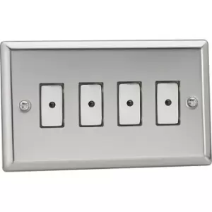 Image of Varilight 4-Gang V-Pro Eclique2 Touch/Remote Control LED Dimmer - Polished Chrome - JCE104
