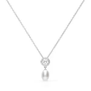 Image of Diamonfire Silver Zirconia Pearl Drop Necklace