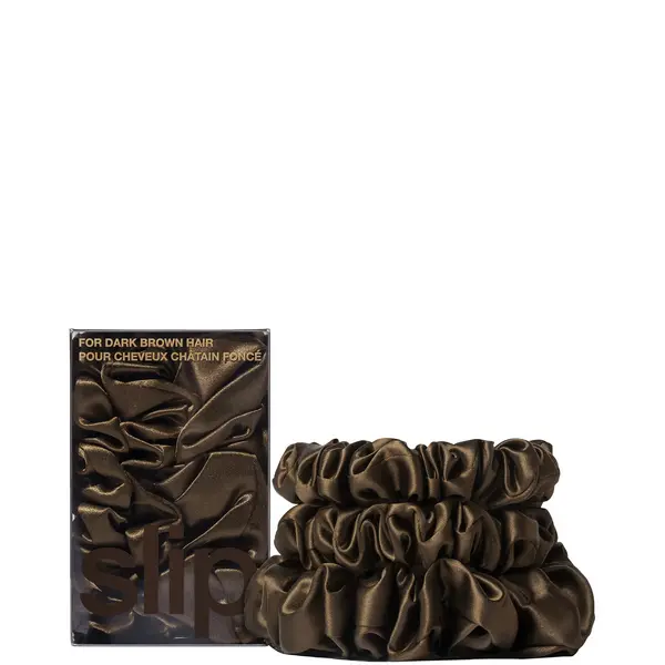 Image of Slip Pure Silk Back To Basics Assorted Scrunchie Set (Various Colours) - Dark Brown