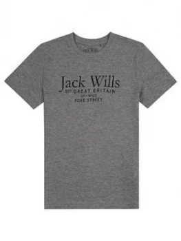 Image of Jack Wills Boys Script T-Shirt - Grey Marl, Size 8-9 Years