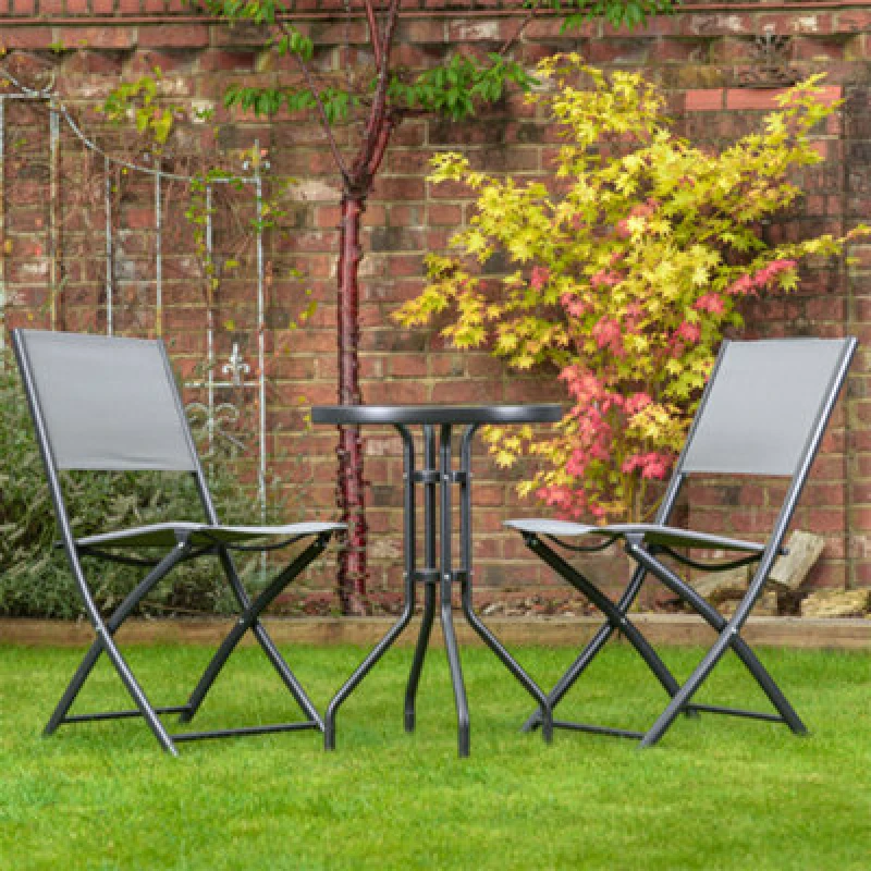 Image of Streetwize 3 Piece Grey Folding Bistro Set - Black One Size