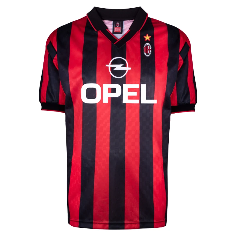 Image of Score Draw AC Milan 1996 Retro Football Shirt MILAN96HPYSS-M M Mens Sportswear