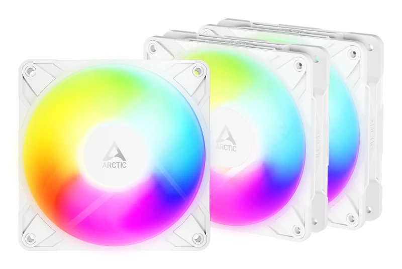 Image of Arctic ARCTIC Freezer P12 Pro Reverse A-RGB (White) - 3 Pack - 120 mm A-RGB PWM Fan with Cable Splitter ACFAN00334A
