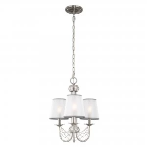 Image of Multi Arm Chandelier 3 Light Brushed Steel Finish, E14