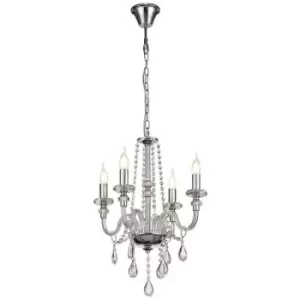 Image of Chandelier Ceiling Pendant, 4 Light E14, Polished Chrome, Clear Glass, Crystal - Luminosa Lighting