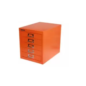 Image of Bisley 5 Drawer Filing Cabinet - Orange