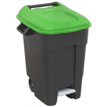 Image of Refuse/Wheelie Bin with Foot Pedal 100L - Green
