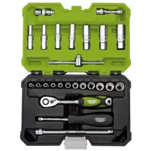 Image of Draper Expert Metric Socket Set, 1/4" Sq. Dr., Green (25 Piece)
