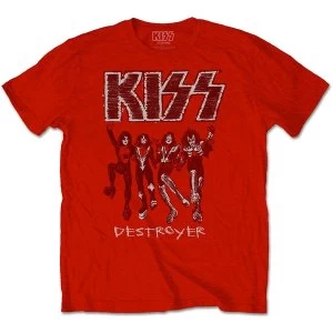 Image of KISS - Destroyer Sketch Unisex Medium T-Shirt - Red