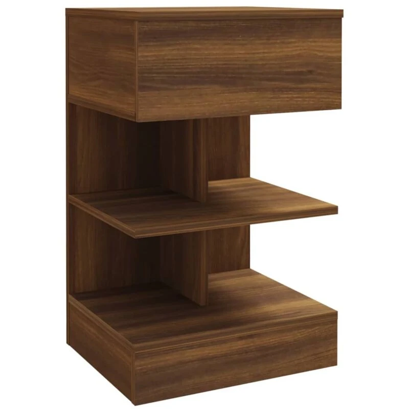 Image of Vidaxl Bedside Cabinet Brown Oak 40X35X65cm Engineered Wood, Brown 816045