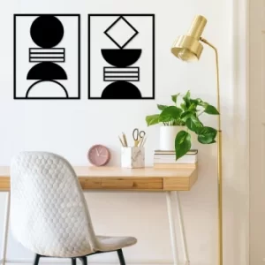 Image of Geometrical 2 Black Decorative Metal Wall Accessory