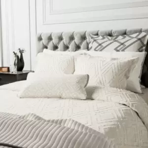 Image of Bedeck of Belfast Emani Clipped Weave Kingsize Duvet Cover, Chalk