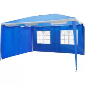 Image of Outsunny 3 x 4m Garden Gazebo Marquee Party Tent with 2 Sidewalls for Patio Yard Outdoor - Blue