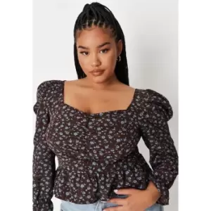 Image of Missguided Plus Size Ruched Top - Black