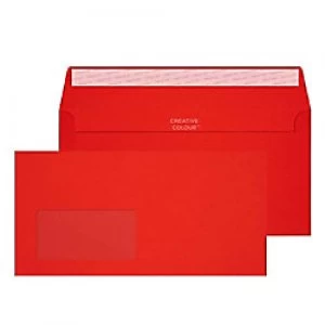 Image of Creative Coloured Envelopes DL+ 120 gsm Pillar Box Red Pack of 500