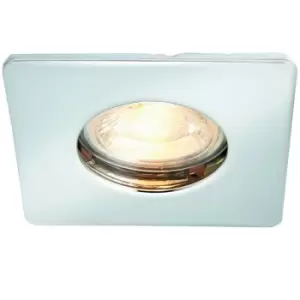 Image of IP65 Bathroom Slim Square Ceiling Downlight Brushed Chrome Recessed GU10 Lamp