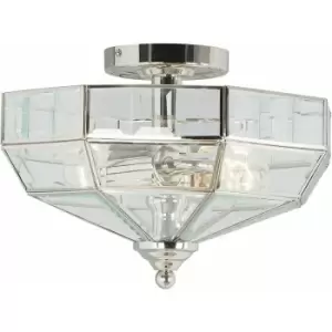 Image of Loops - 2 Bulb Semi Flush Light Highly Polished Nickel Finish LED E27 60W Bulb