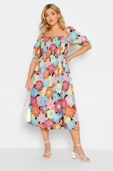 Image of Printed Shirred Maxi Dress