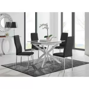 Image of Furniture Box LIRA 100 Extending Dining Table and 4 Black Milan Chairs