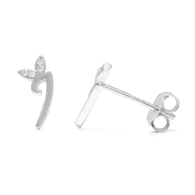Image of Say It With Winged Initial Earring Pair - Sterling Silver - I Silver Unisex One Size