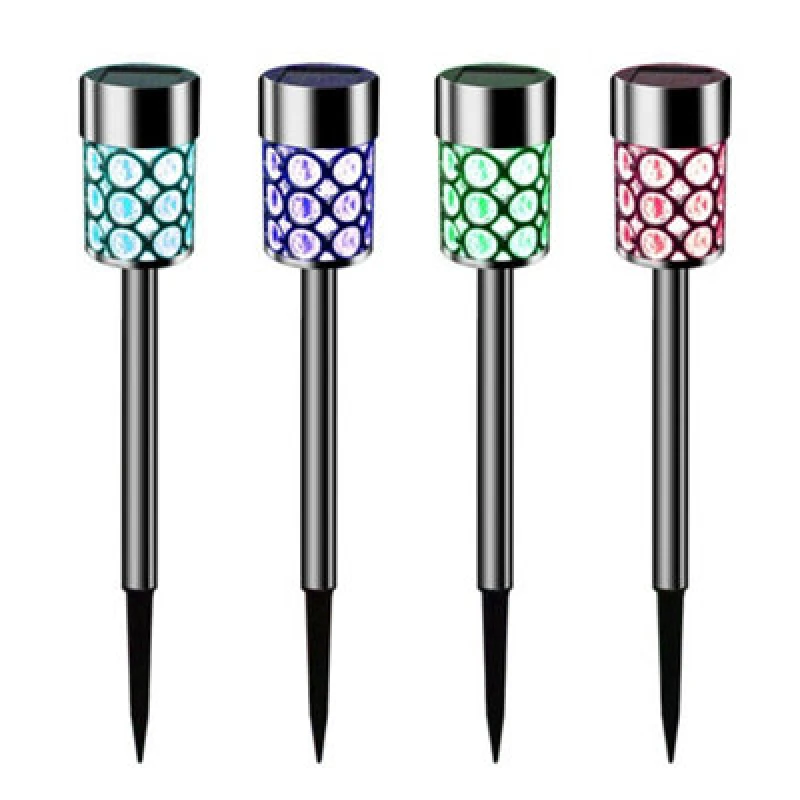 Image of Gardenwize Pack Of 4 Solar Powered Colour Changing LED Crystal Stake Light Automatic Garden Lights