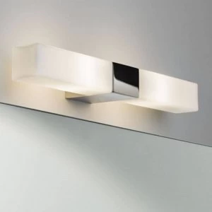 Image of Bathroom Wall 2 Light Polished Chrome with Square Shade IP44, G9