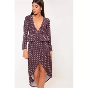 Image of I Saw It First Black/White Geo Print Tie Wrap Midi Skirt - Black