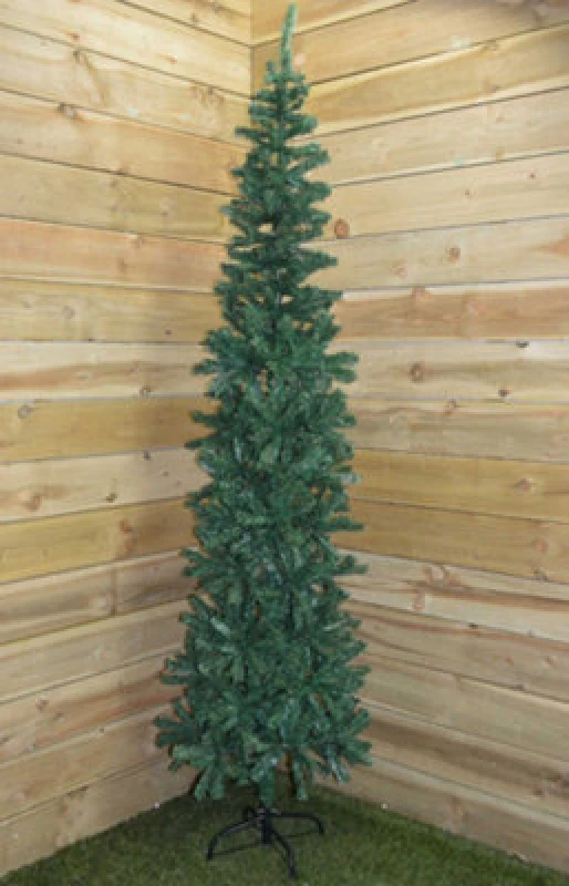 Image of Samuel Alexander 2.2m (7.5ft) Premier Plain Green Spruce Pine Slim Christmas Tree with Stand Green