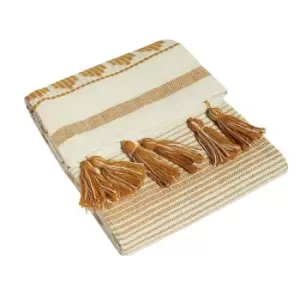 Image of Furn. Pangea Woven Cotton Throw Ochre