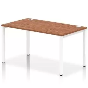 Image of Impulse Bench Single Row 1400 White Frame Office Bench Desk Walnut