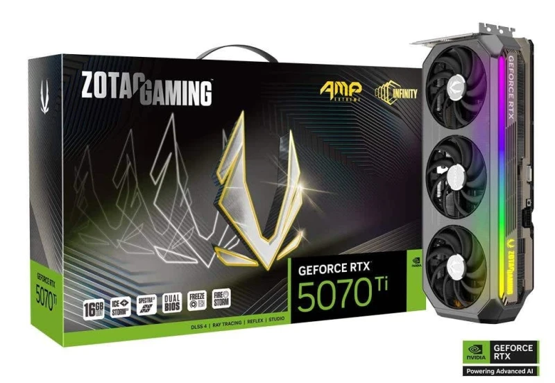 Image of ZOTAC GAMING GeForce RTX 5070 Ti AMP EXTREME INFINITY 16GB GDDR7 Graphics Card - ZT-B50710B-10P