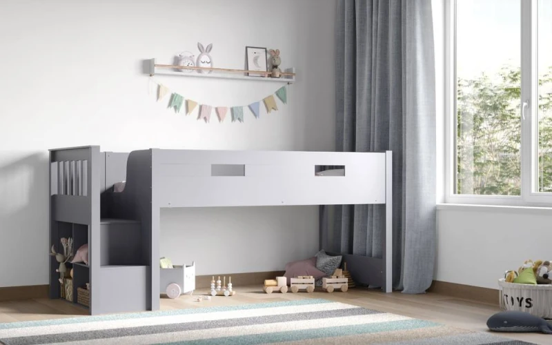 Image of Flair Charlie Staircase Mid Sleeper Cabin Bed Grey