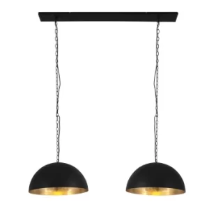 Image of Semicirkel Straight Bar Pendant Ceiling Light Matt Black, Gold Colored Inside