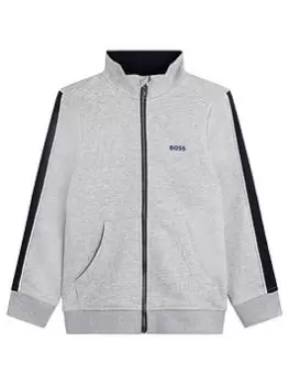 Image of BOSS Boys Zip Through Sweat Top - Grey Marl, Size 14 Years
