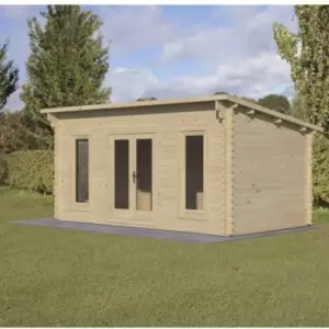 Image of Elmley 5.0m x 3.0m Log Cabin - Pent Roof, Double Glazed 34kg Polyester Felt, plus Underlay
