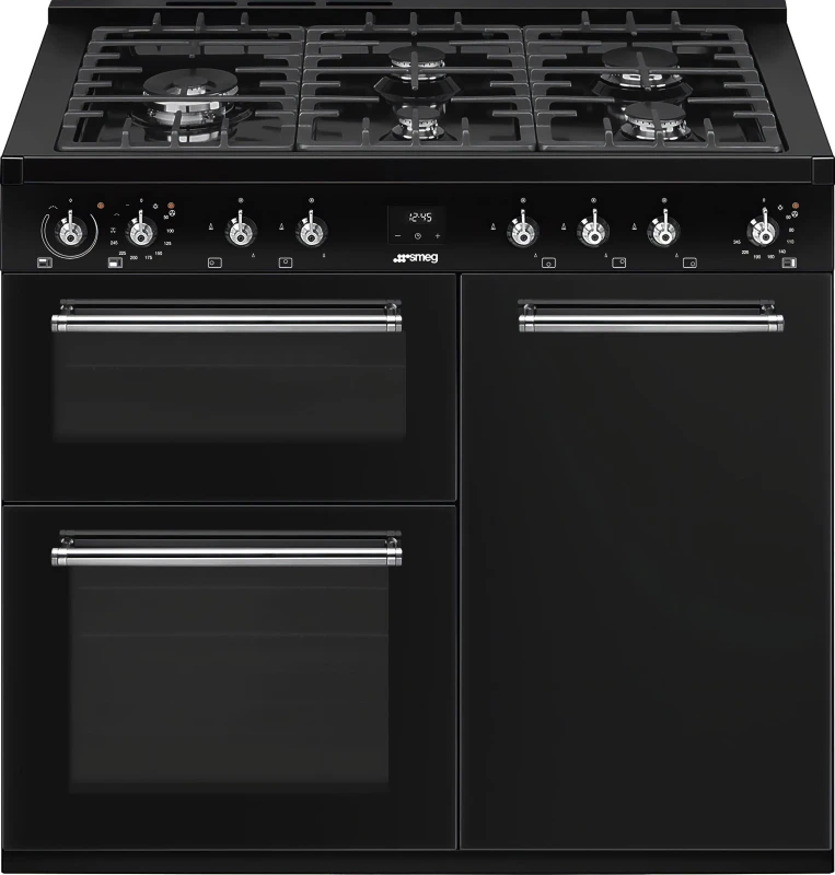 Image of Smeg Concert CX103GMBL 100cm Dual Fuel Range Cooker - Black - A/B Rated
