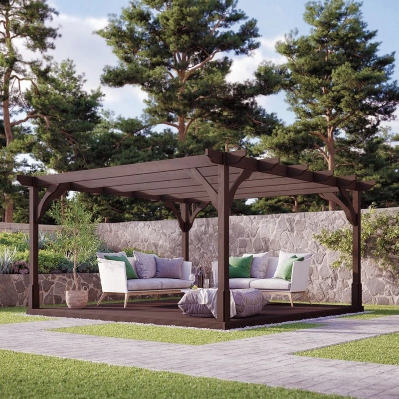 Image of Rutland County Garden Furniture Ltd Premium Pergola & Decking Kit, L300 x W300 x H270 cm, Rustic Brown Brown Unisex