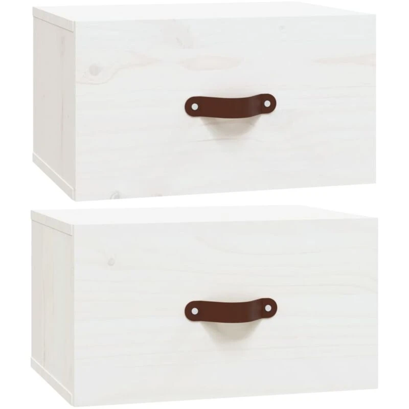 Image of Vidaxl Wall-mounted Bedside Cabinets 2 Pcs White 40X29.5X22 Cm, White 820989