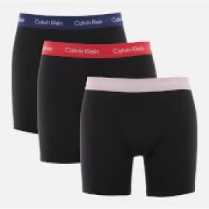 Image of Calvin Klein Mens 3 Pack Boxer Briefs - Black-Blue/Wildflower/Bubblegum - S
