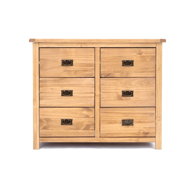 Image of Cabinet Bits Lugo 6 Drawer Chest of Drawers Bras Drop Handle in Light Brown Light Brown Unisex
