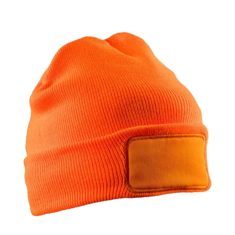 Image of Result Result Men Thinsulate Printer Patch Beanie in Orange Orange One Size Male 5063425956630