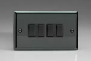 Image of Varilight 4-Gang 10A 1- or 2-Way Rocker Switch (Twin Plate) - XI9B