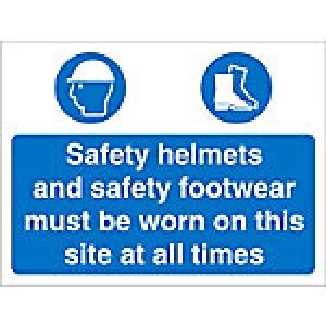 Image of Site Sign Helmets & Shoes Fluted Board 45 x 60 cm