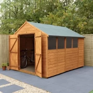 Image of Forest Garden 10 x 8ft Double Door Shiplap Apex Treated Shed with Assembly