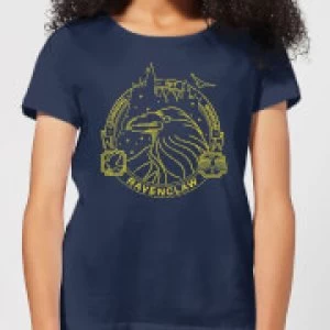 Image of Harry Potter Ravenclaw Raven Badge Womens T-Shirt - Navy - L