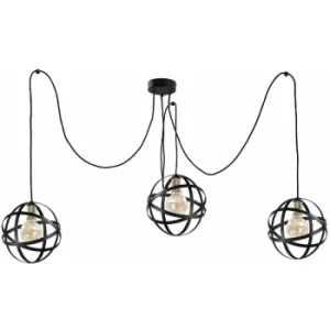 Image of Keter Pola Cluster Pendant Ceiling Light Black, Gold, 3x E27