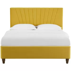 Image of Lexie Velvet Bed Frame - Mustard Yellow