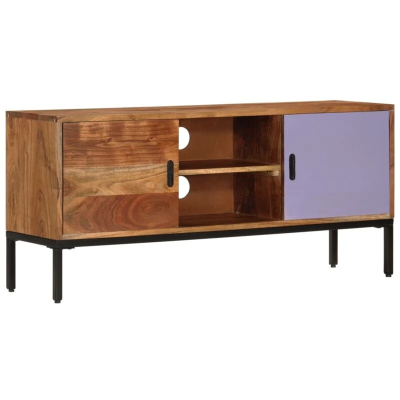 Image of VIDAXL TV Cabinet Honey Brown and Grey 110x30x50cm Solid Wood Acacia Vidaxl 8720286602775