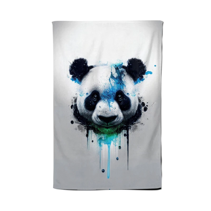 Image of Warren Reed - Designer Panda Face Splashart Light Background Tea Towel in Blue Blue Unisex
